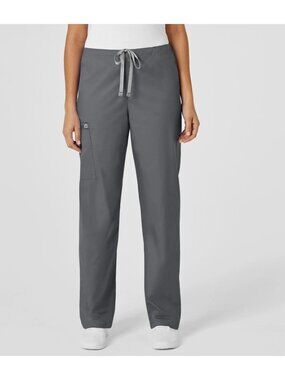 WONDERWINK Drawstring cargo stretch Unisex Scrub Pants -XS Short - Pewter Gray